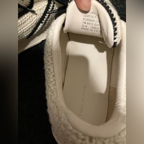 PRICE IS FIRM* Tory Burch Woven Black and Cream Sneakers - Picture 4 of 5